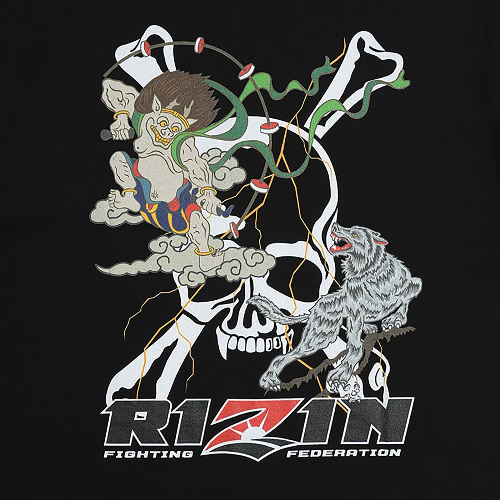 RIZIN 公式グッズ】RIZIN×Roen 雷神×狼煙 T-Shirt / BLACK ライジン