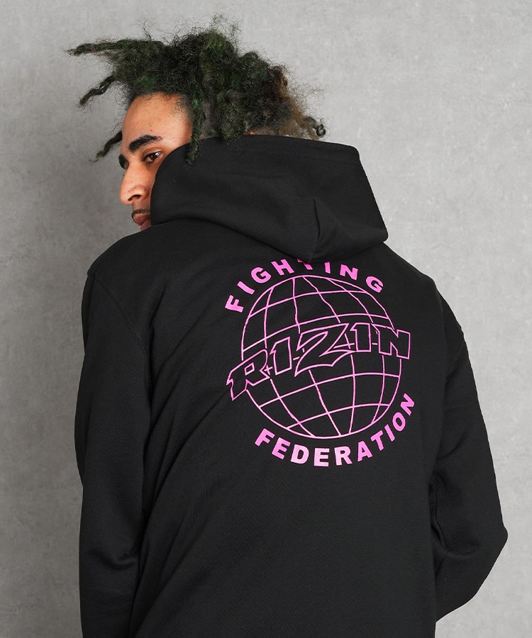 RIZIN UNI スウェットパーカー / BLACK×PINK